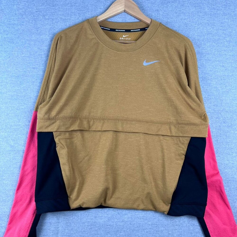 nike running dri fit sweatshirt size L mwns. Mustard, Orange And Navy Blue